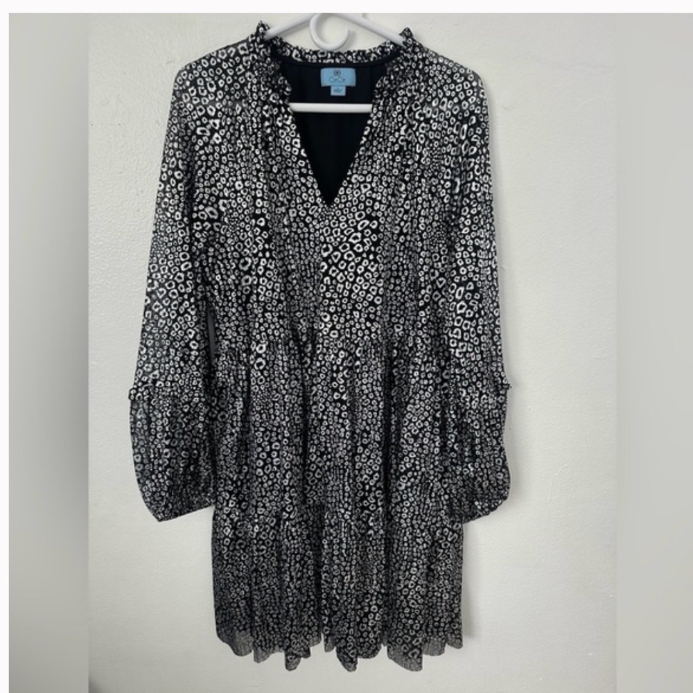 CeCe Leopard Print dress in Black and metallic